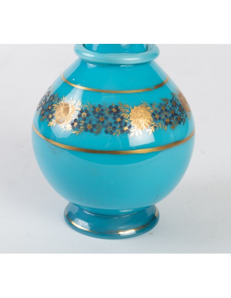 Carafe w Turquoise Blue Opaline