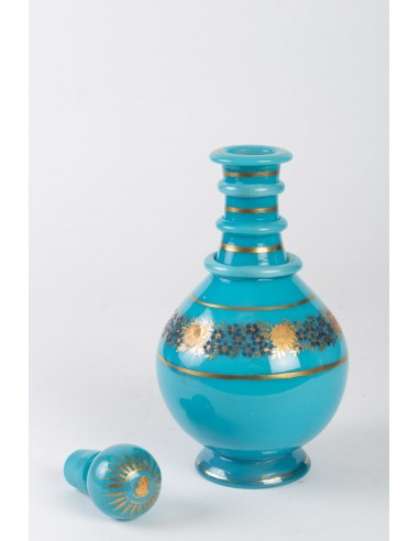 Decantador de opalina azul turquesa