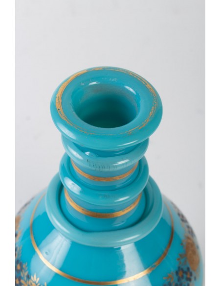 Decantador de opalina azul turquesa