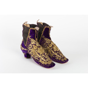 Par de botas de terciopelo de seda, siglo XIX 2