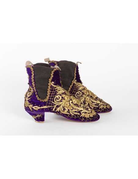 Paire de Bottines en Velours de Soie, Xixème century