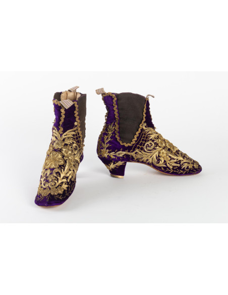 Paire de Bottines en Velours de Soie, XIXème siècle