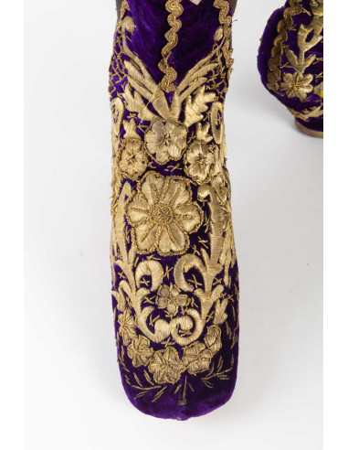Par de botas de terciopelo de seda, siglo XIX
