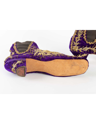 Par de botas de terciopelo de seda, siglo XIX