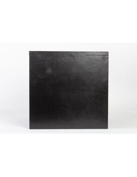 Paar schwarzes Leder ummantelte Holzböden