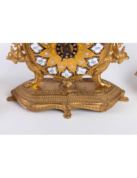 Cloisonné and Enamelled Bronze Set, Signed F. Barbedienne