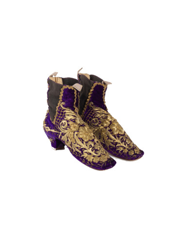Paire de Bottines en Velours de Soie, Xixème century
