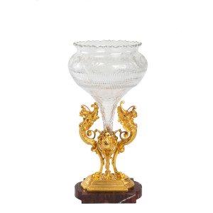 Doré Bronze Vase, Griotte Marble i Cristal