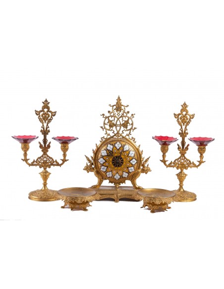 Cloisonné and Enamelled Bronze Set, Signed F. Barbedienne