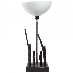 Lamp from the 80's in wood and lampshade in Polypropylene
