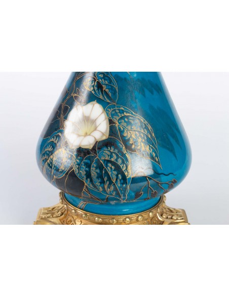 Par de lâmpadas Porcelana e Doré Laiton