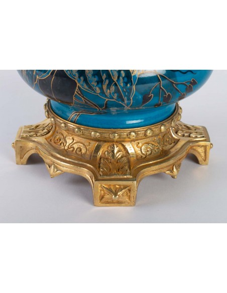 Par de lâmpadas Porcelana e Doré Laiton