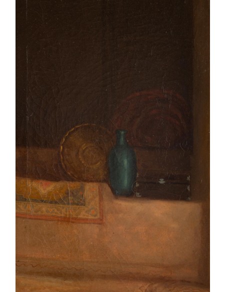 Olie op Orientalist Tile "The Turkish Barbier"
