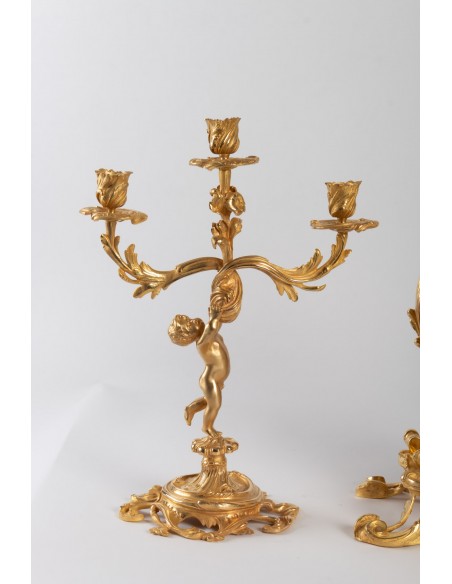Gilded bronze chimney trim xv style