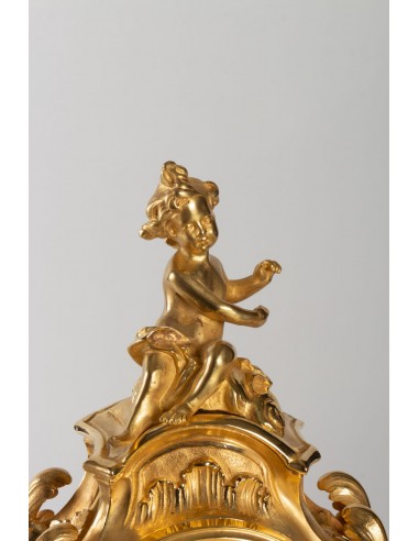 Repisa de chimenea de bronce dorado estilo Luis XV