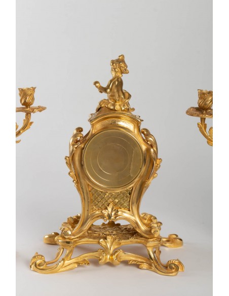 Gilded bronze chimney trim xv style