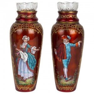 Pareja de jarrones esmaltados del siglo XIX