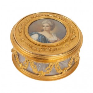 Coffret En Cristal Et Bronze, Peinture En Ivoire, St
