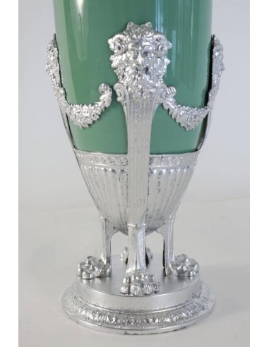 Vaso celadon, faiança e metal prata Xixè
