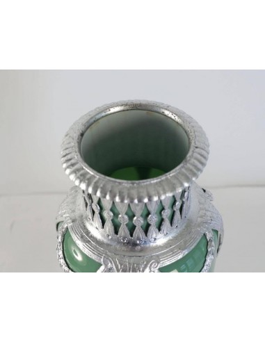 Vaso celadon, faiança e metal prata Xixè