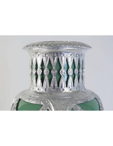 Vaso celadon, faiança e metal prata Xixè