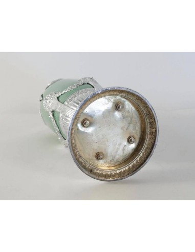 Vaso celadon, faiança e metal prata Xixè