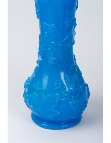 Großes Paar Vasen in blauem Opaline