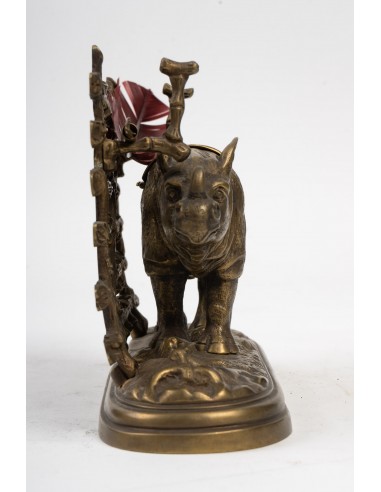 Tintero rinoceronte de bronce