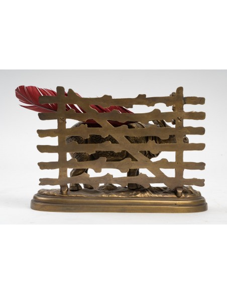 Tintero rinoceronte de bronce