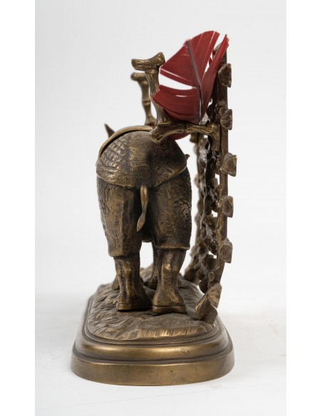 Tintero rinoceronte de bronce