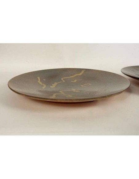 Two ceramic dishes varnished with alan beitner 20th