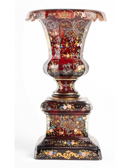 Vaso bohemien, oro smaltato e argento