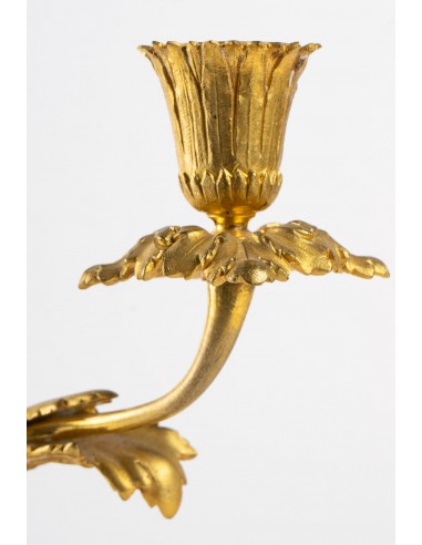 Par de candelabres em bronze dourado e mármore