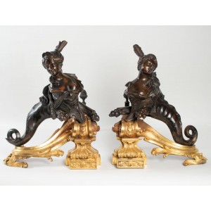 Coppia di capelli in bronzo decorazione xixeme secolo chimera 2