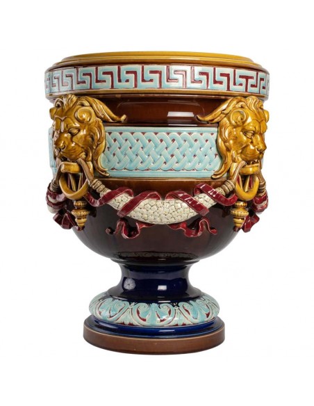 Very important Cache-pot ceramic emailled