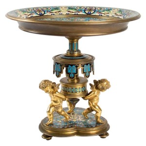 Copa de bronce y esmalte cloisonné.