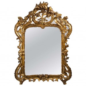 Miroir en Bois Doré d'epoque Louis XV (ang.)