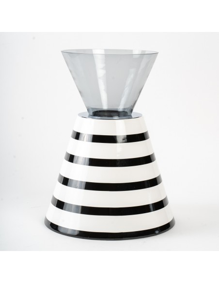 Vaso contemporâneo em cerâmica e vidro