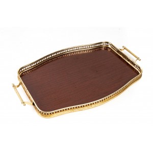 Silver and mahogany metal tray
