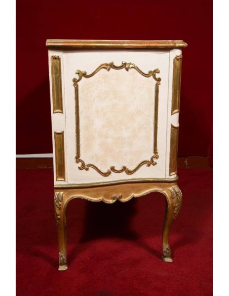 Stile commode louis xv anni 50 legno dipinto e dorato