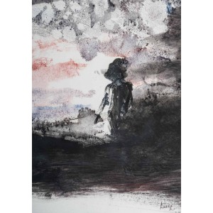Figure in hat, monotype on paper 2