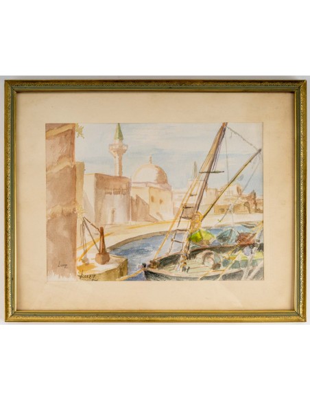 Dessin Vue d'un Port Oriental