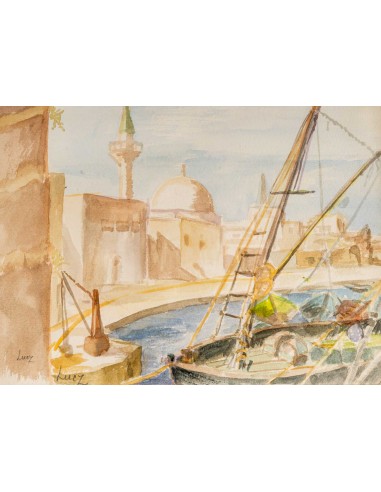 Dessin Vue d'un Port Oriental