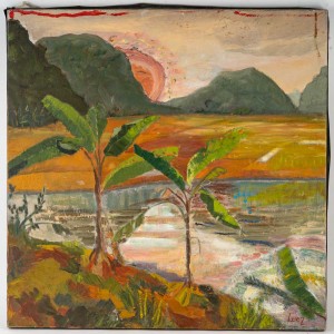 Tropic landscape with sunset