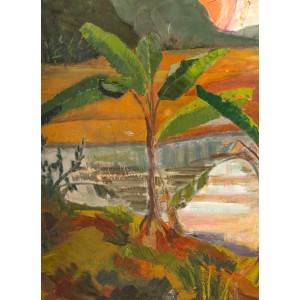 Tropic landscape with sunset 2