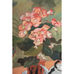 Tisch für Tee mit einem Blumenstrauß überzogen 2