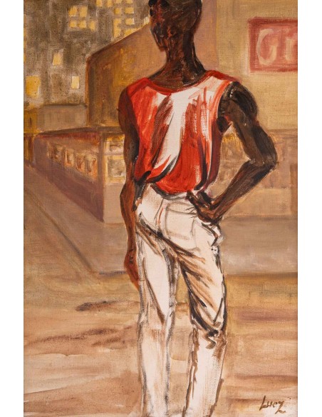 Africain en t-shirt rouge