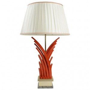 Bellissima lampada in metallo verniciato e dorato, base in marmo, anni '70