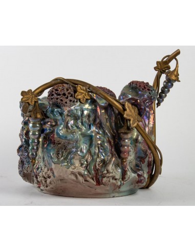 Potdeksel in art nouveau-keramiek en...