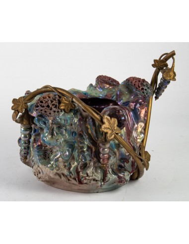 Potdeksel in art nouveau-keramiek en...